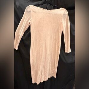 Alice + Olivia Cream Long Sleeve Sheer Dress